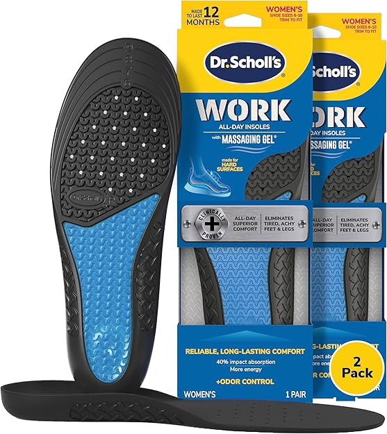 Dr. Scholl's Work All-Day Superior Comfort Insoles with Massaging Gel - Designed for Men & Women ... | Amazon (US)