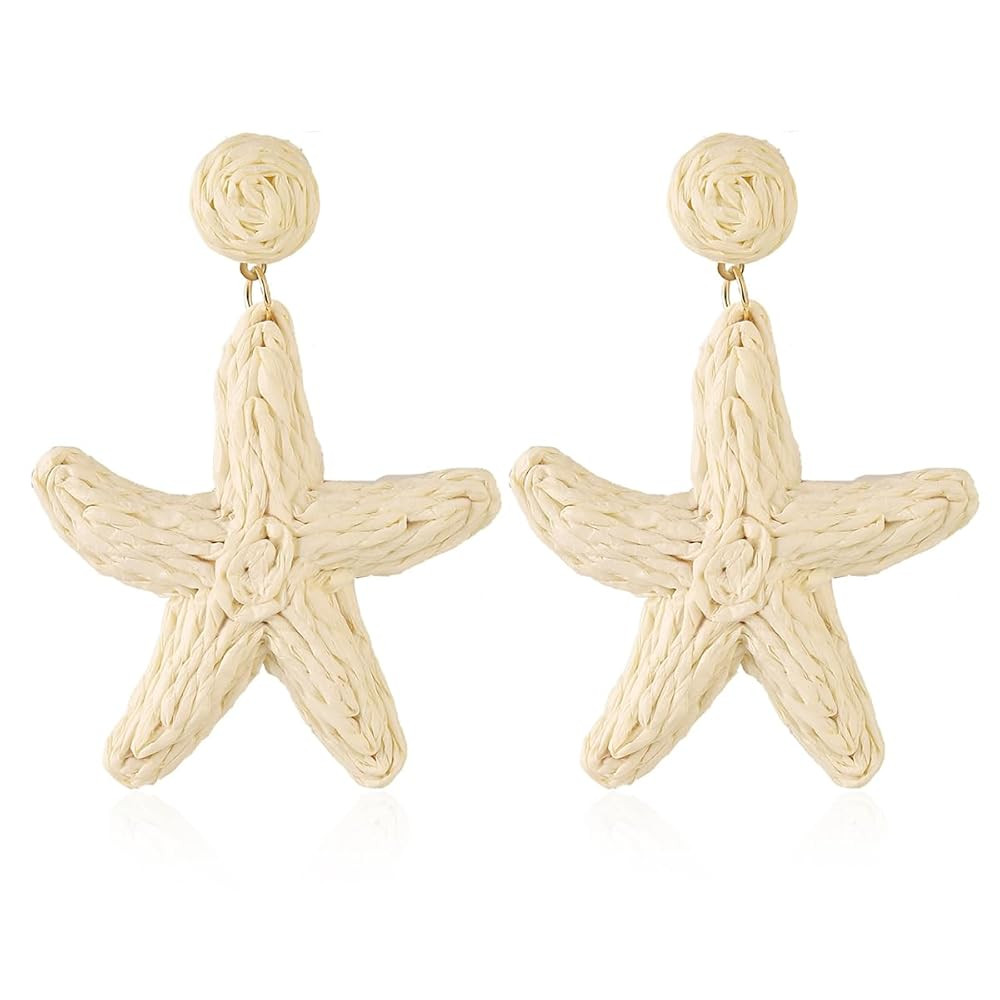 Handmade Raffia Hoop Earrings Statement Tropical Bohemian Straw Dangle Earrings Natural Rattan Va... | Amazon (US)