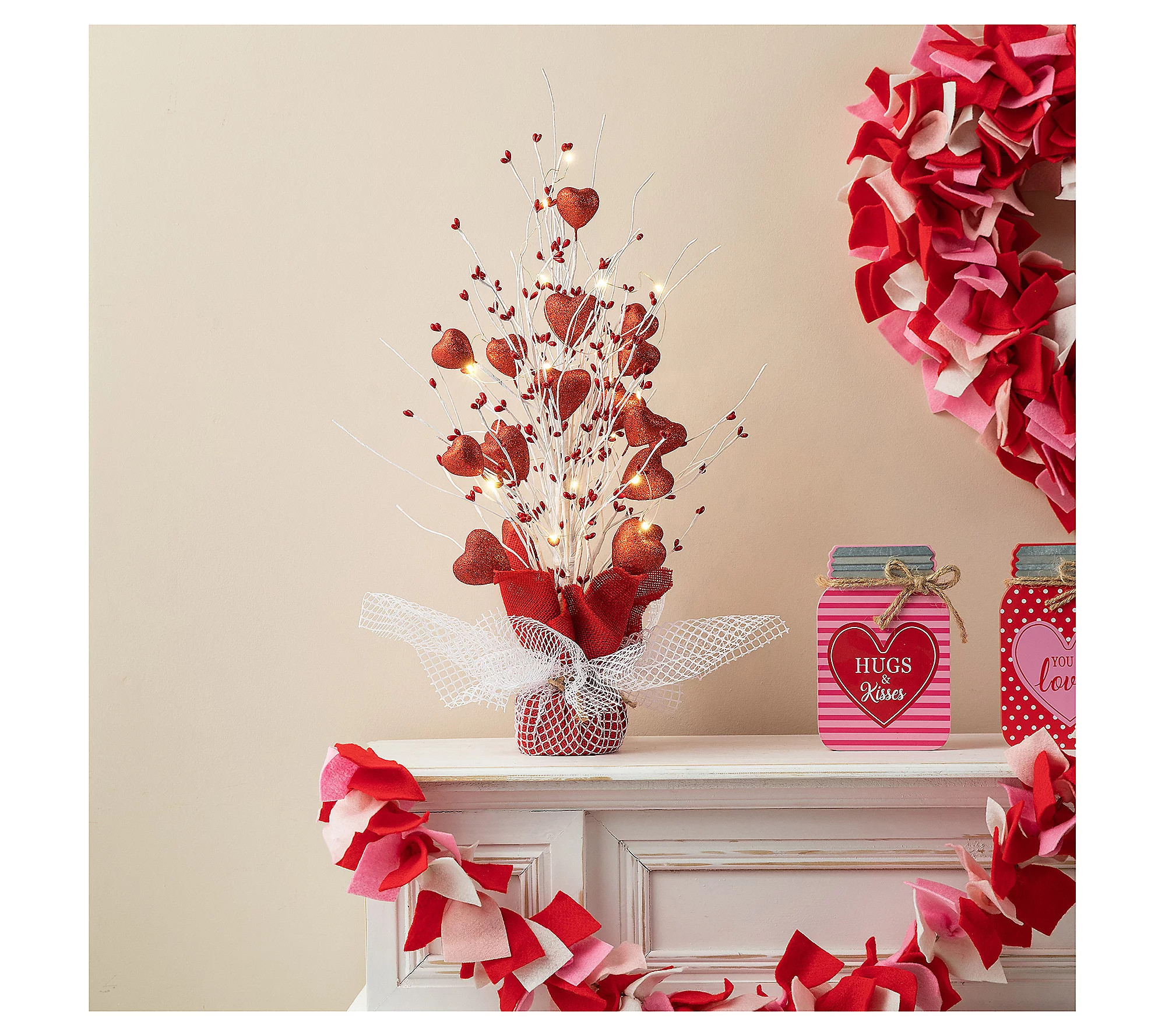 Glitzhome 21""H Lighted Valentine's Heart Table ree | QVC