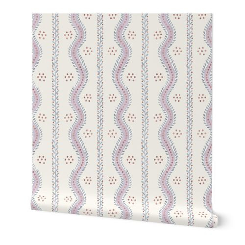 ANDREW STRIPE Custom Lilac_ Terracotta and Blue on cream1 | Spoonflower