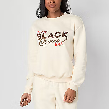 Hope & Wonder Black History Month Womens Long Sleeve 'In My Black Queen Era' Sweatshirt, Color: F... | JCPenney