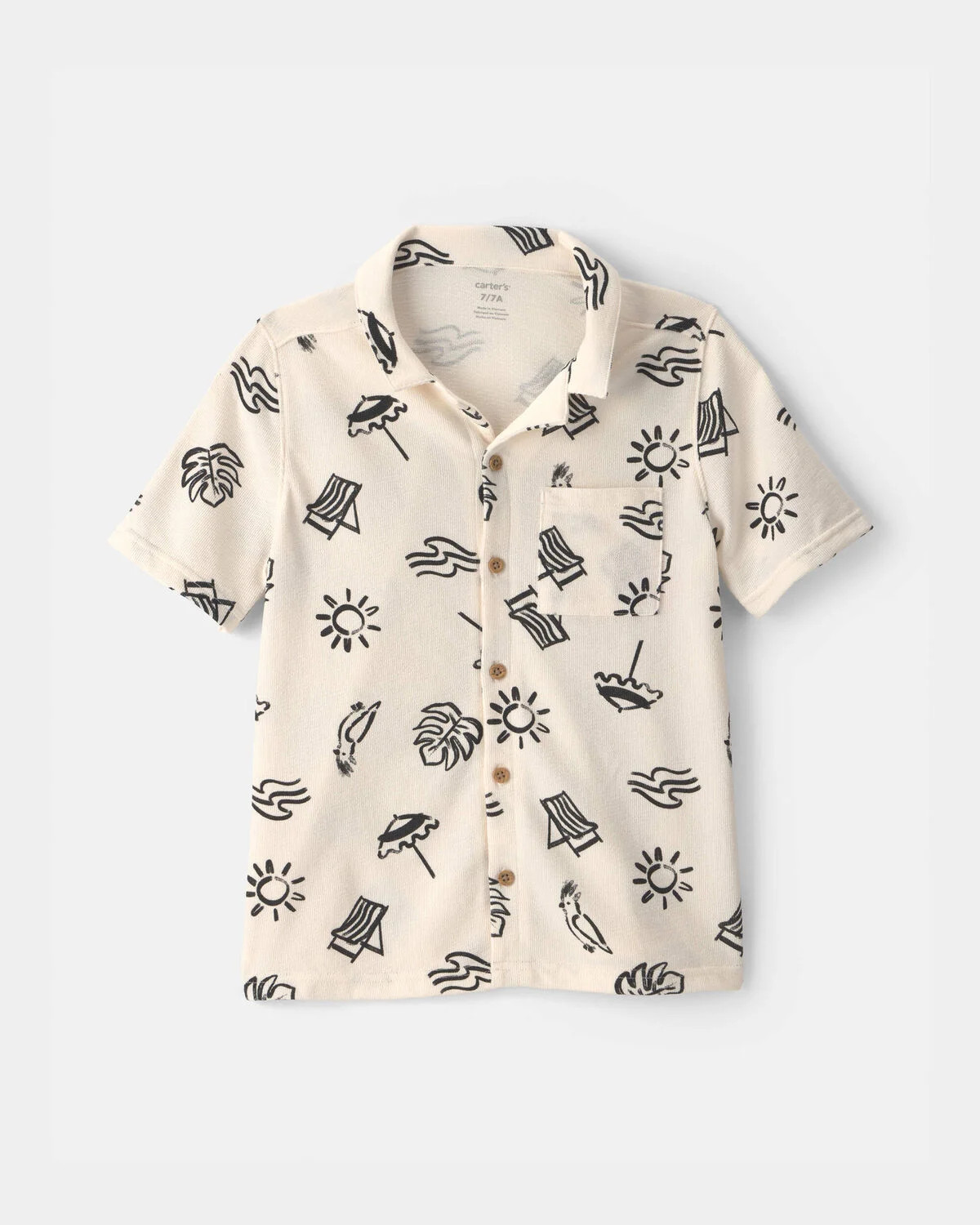 Boys Beach Button-Down Shirt - Ivory | Carter's Inc