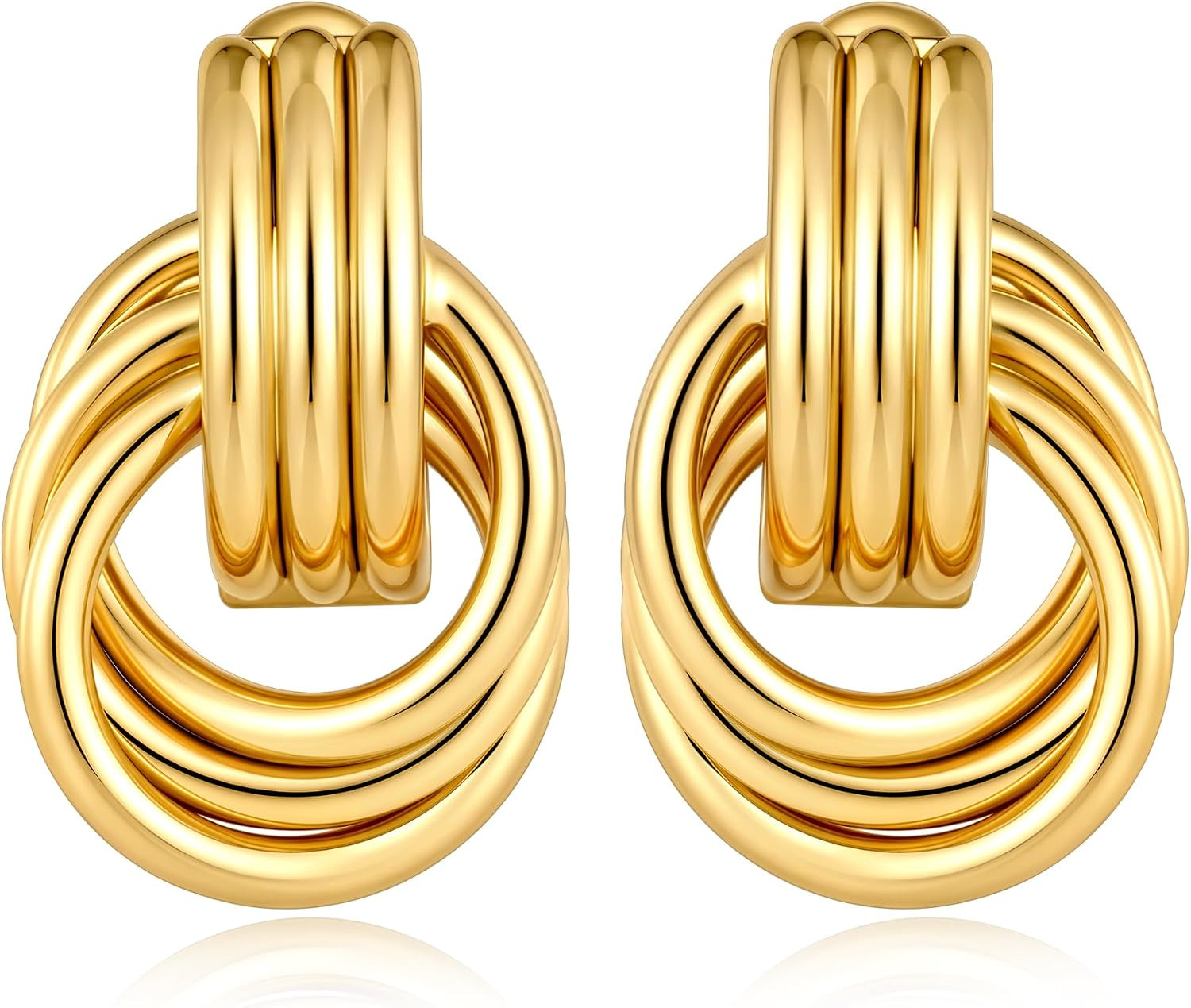 Chunky Gold Knot Earrings for Women, Statement Drop Dangle Earrings | Amazon (US)