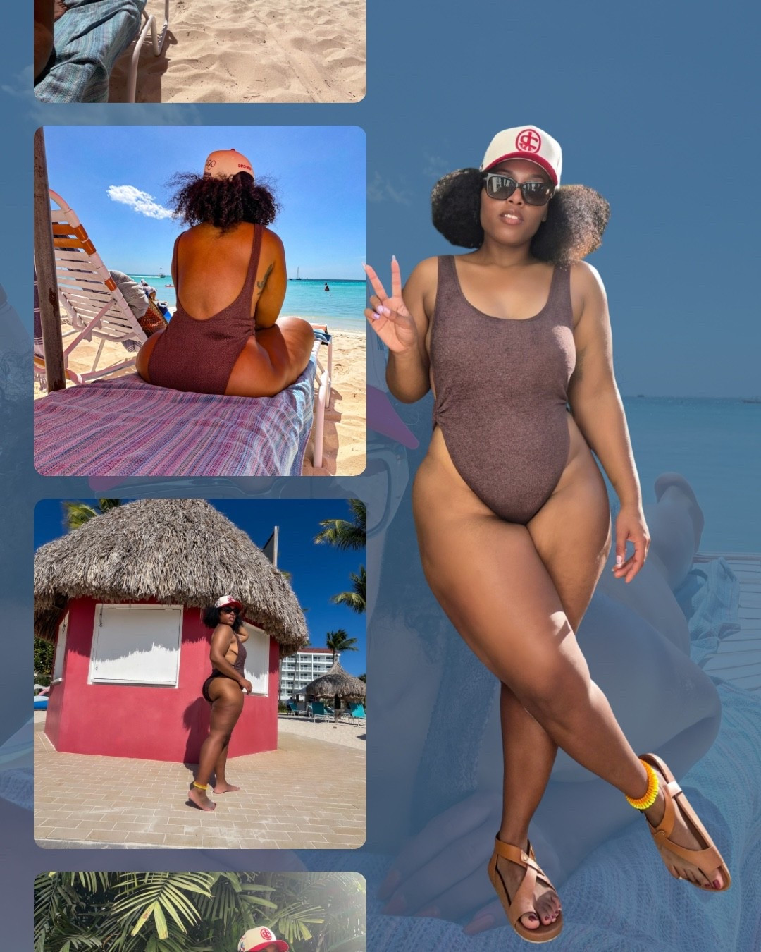 A brown ASOS textured swimsuit styled with Ferragamo sunglasses and a DPLYRTD hat — effortless, warm tones for the perfect beach look.
#BeachStyle #ResortWear
#VacationStyle #TravelLooks
#LTKCreator

#LTKgrwm #LTKSwim #LTKTravel