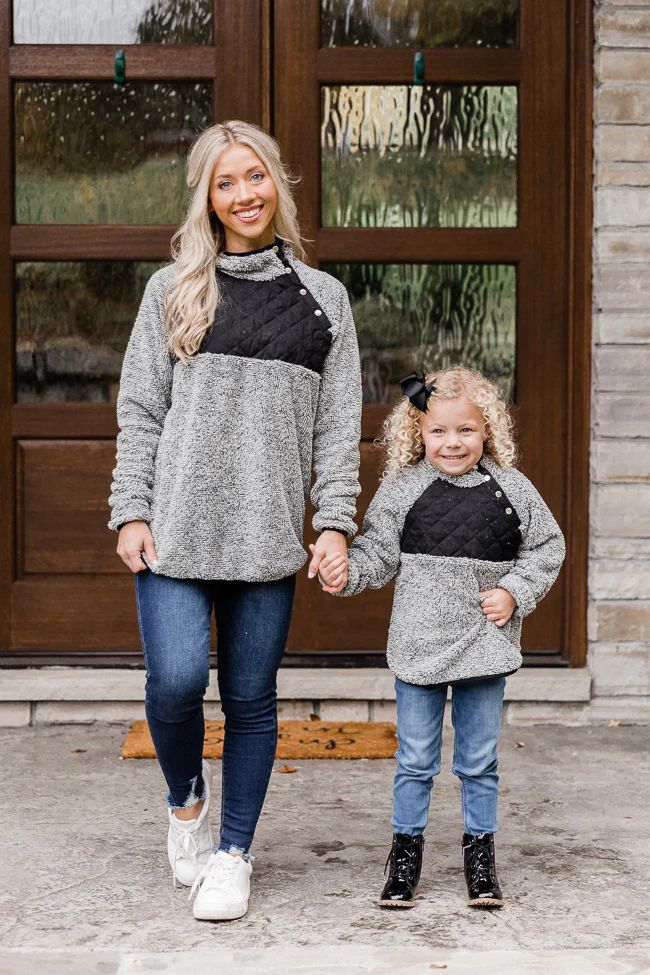 Kids Season Of Love Grey/Black Pullover FINAL SALE | The Pink Lily Boutique