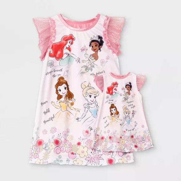 Toddler Girls' 2pc Disney Princess 'Doll and Me' NightGown - Pink | Target