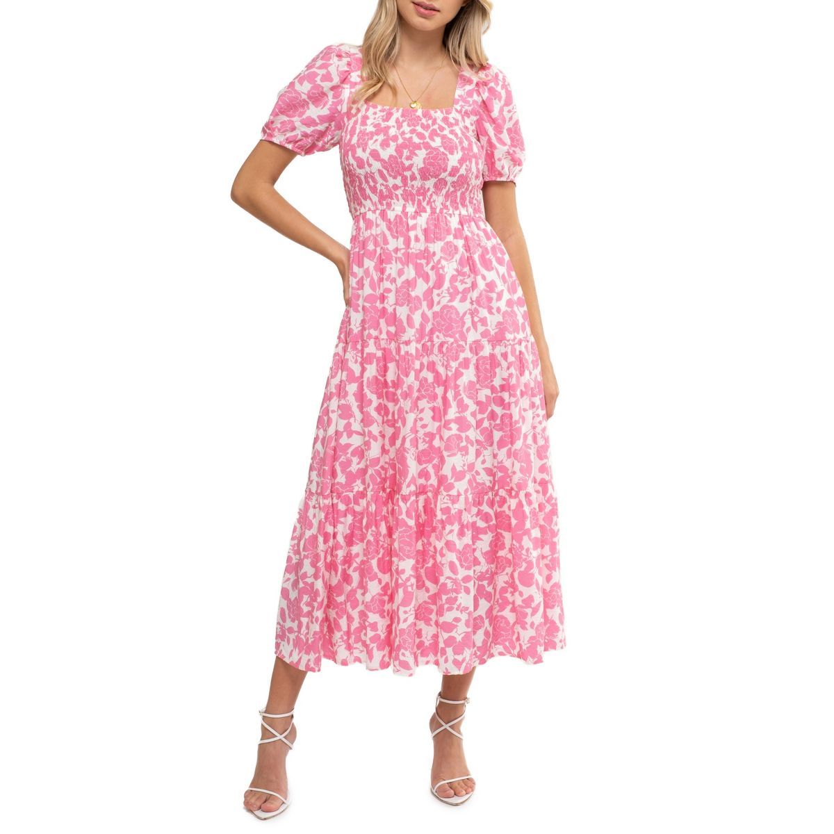 August Sky Women's Smocked Floral Midi Dress | Target
