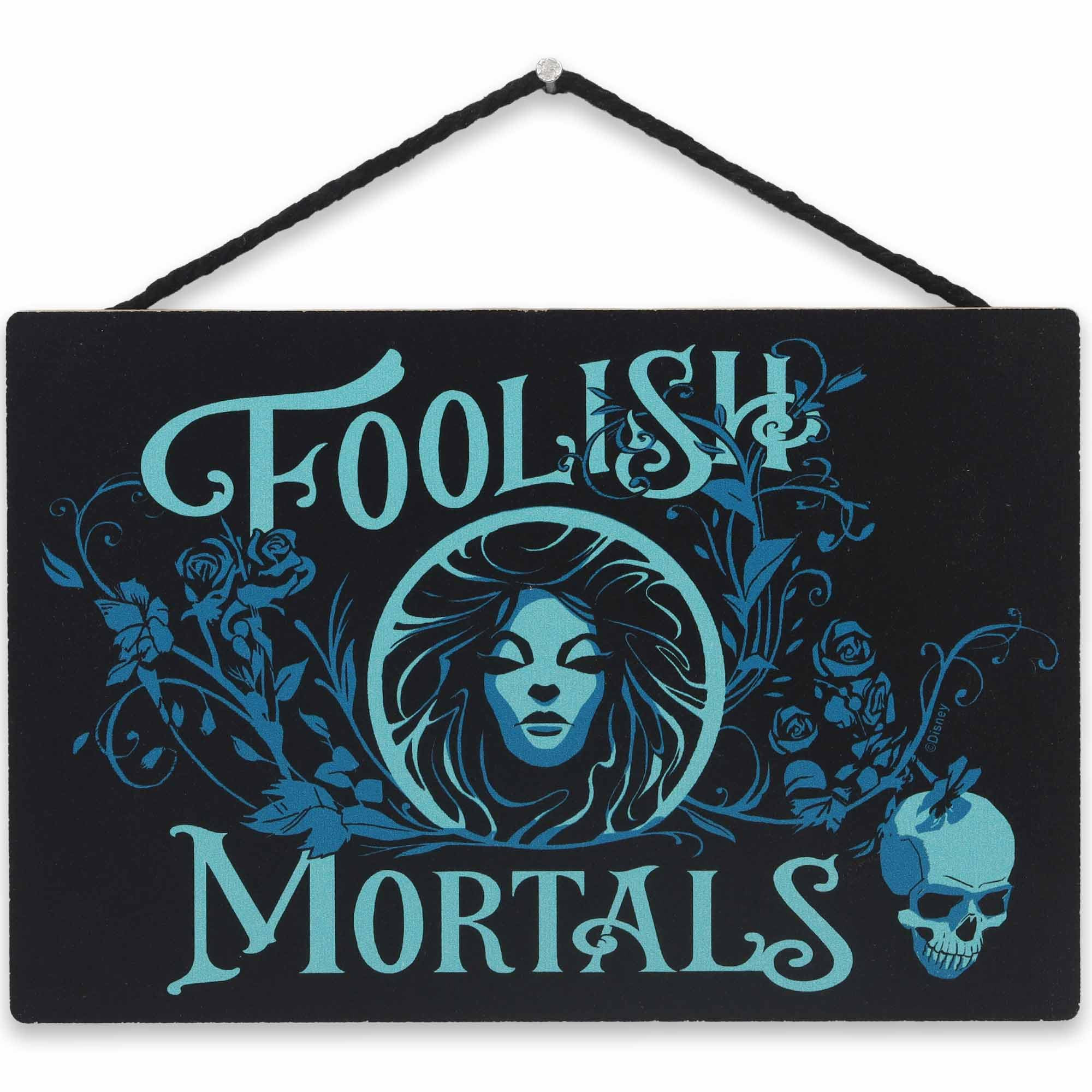 Disney Haunted Mansion Foolish Mortals Hanging Wood Wall Decor - Spooky Foolish Mortals Sign for ... | Amazon (US)