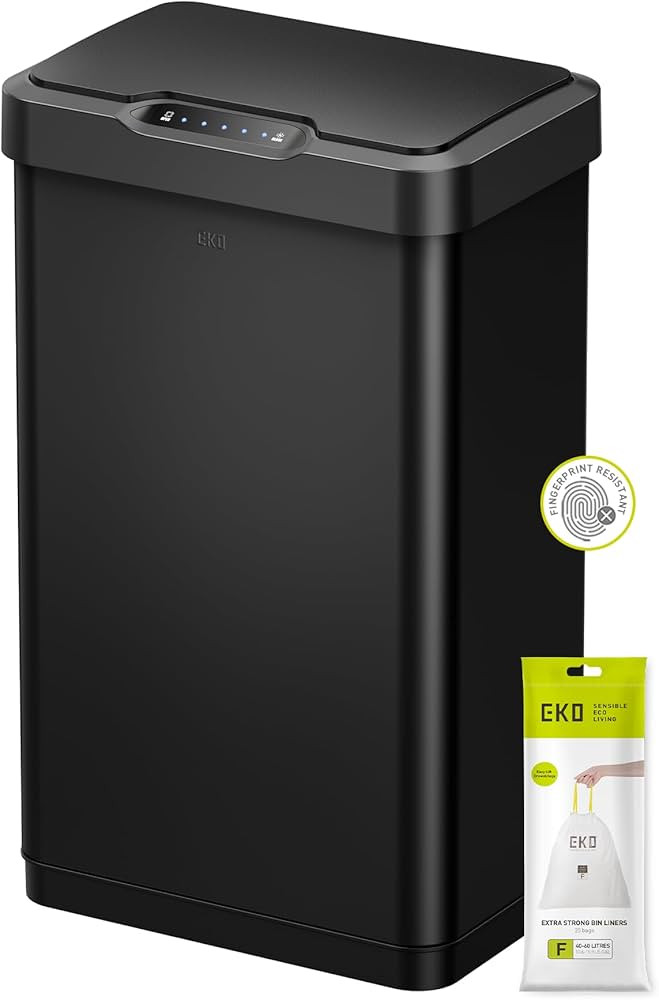 EKO Mirage-T 50 Liter / 13.2 Gallon Touchless Rectangular Motion Sensor Trash Can, Brushed Stainl... | Amazon (US)