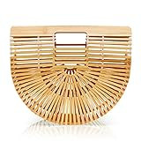 Bamboo Handbag - Fashion Tote Bag Handmade bamboo clutch for Womens Summer Beach Sea Basket Bag (S,  | Amazon (US)