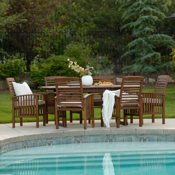 6 - Person Rectangular Outdoor Dining Set with Cushions | Wayfair North America
