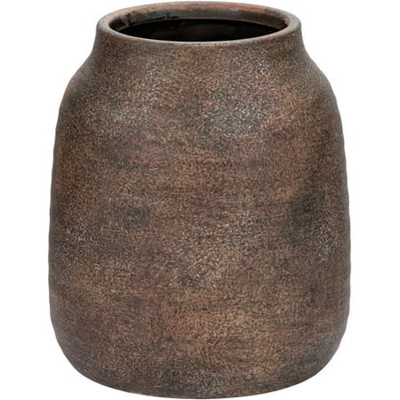 7in Large Rustic Brown Ceramic Vase,Vintage Farmhouse Flowers Vase,Natural CountryTerra Cotta Vase, Antique Pottery Pampas Vase for Living Room Kitchen Mantel Table Shelf Decor | Walmart (US)