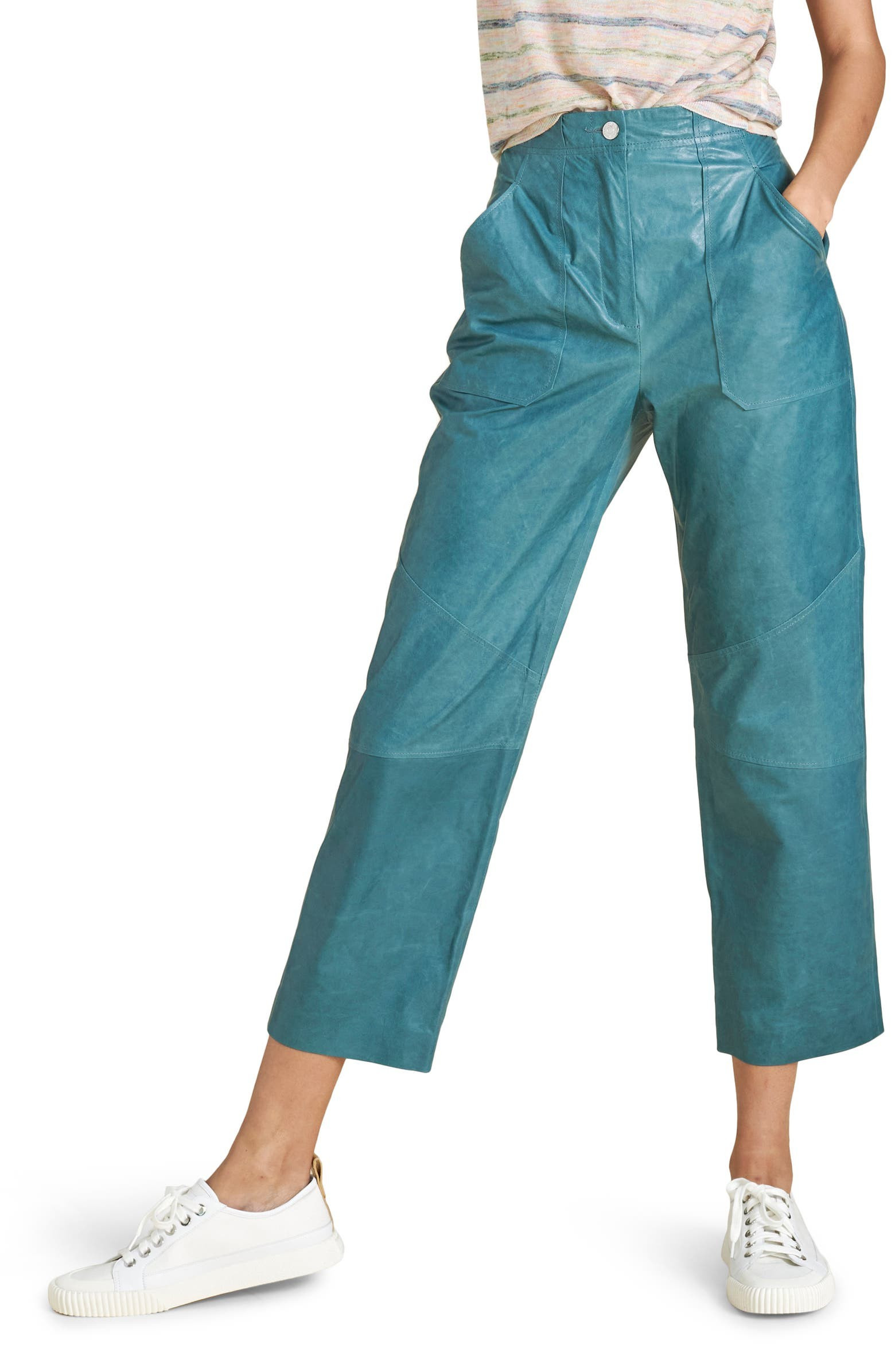 Enrica Patch Pocket Leather Pants | Nordstrom