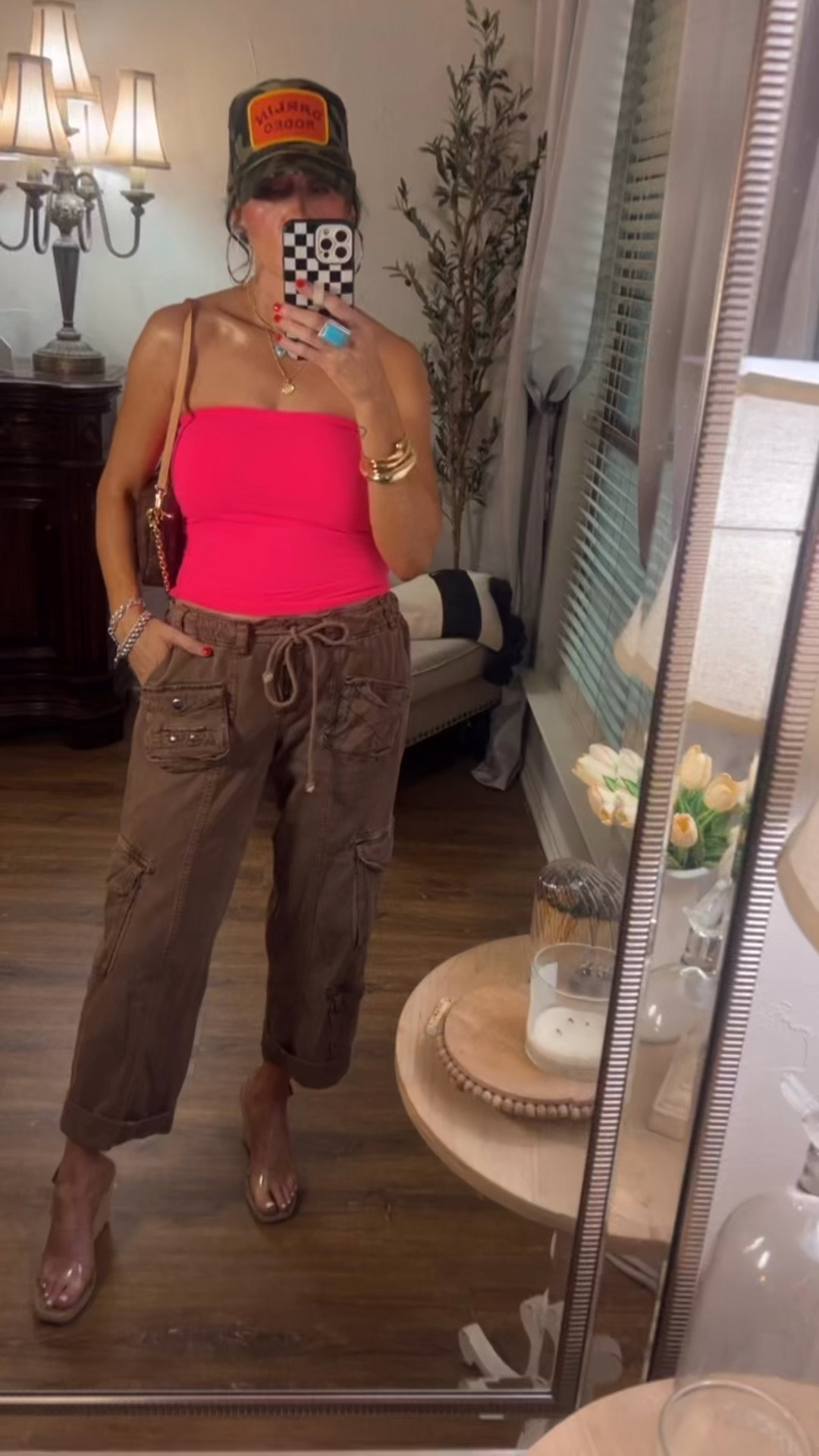 Free People cargo pants.  Size down.  Wearing XS.