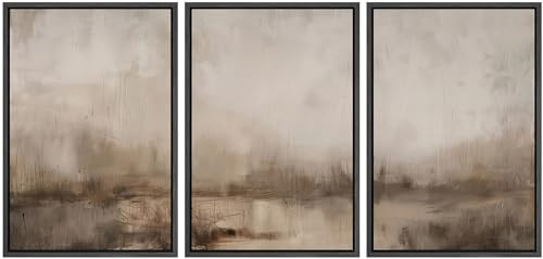 MUDECOR Framed Wall Art Print Set Minimalist Abstract Landscape Misty Horizons Illustrations Modern Art Decorative Chic for Living Room, Bedroom, Office - 24"x36"x3 Black | Amazon (US)