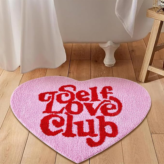 Cute Hot Pink Small Area Rugs for Bedroom Bathroom Living Room College Dorm Aesthetic, Heart Shap... | Amazon (US)
