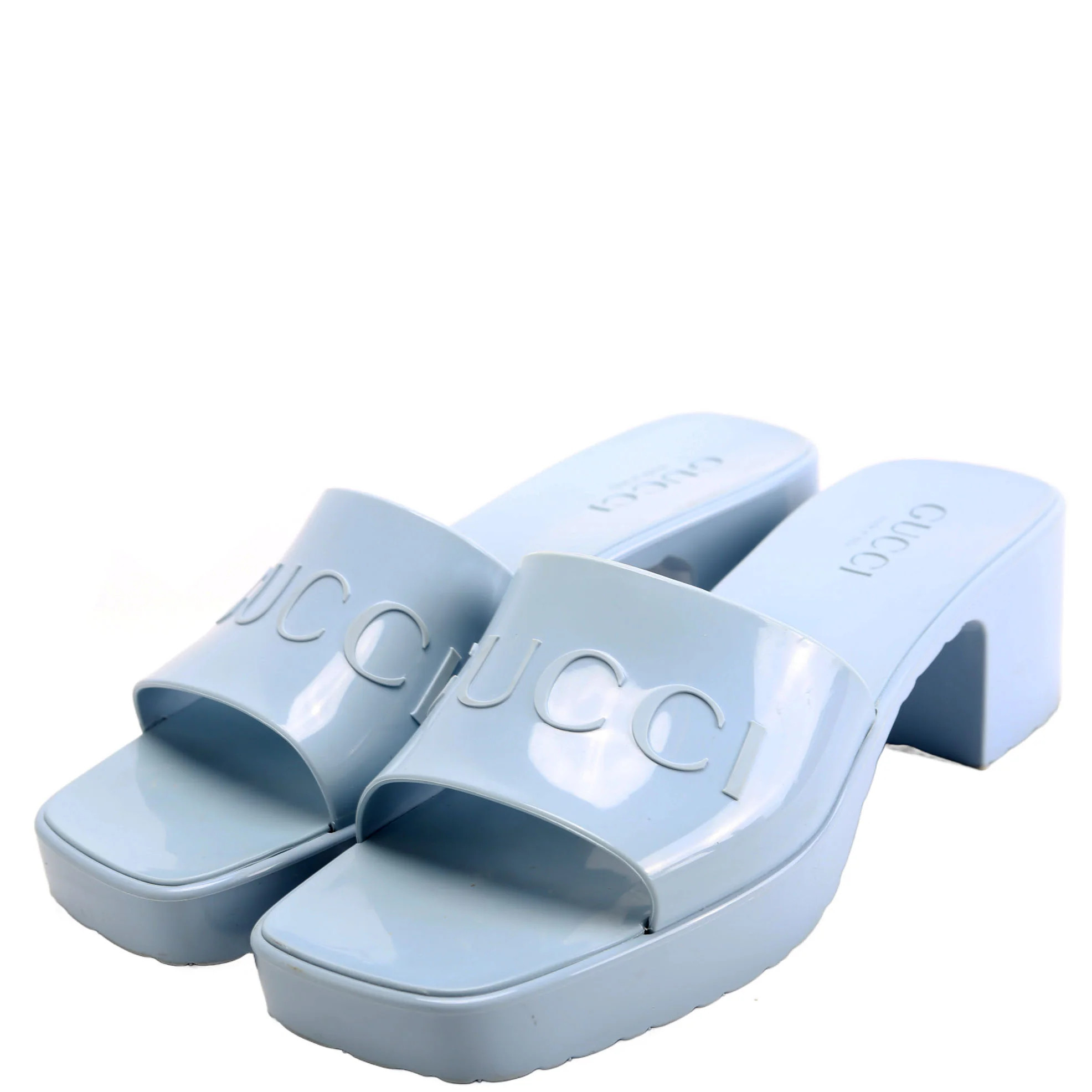 Logo Rubber Slides Size 37 Blue | Keeks Designer Handbags