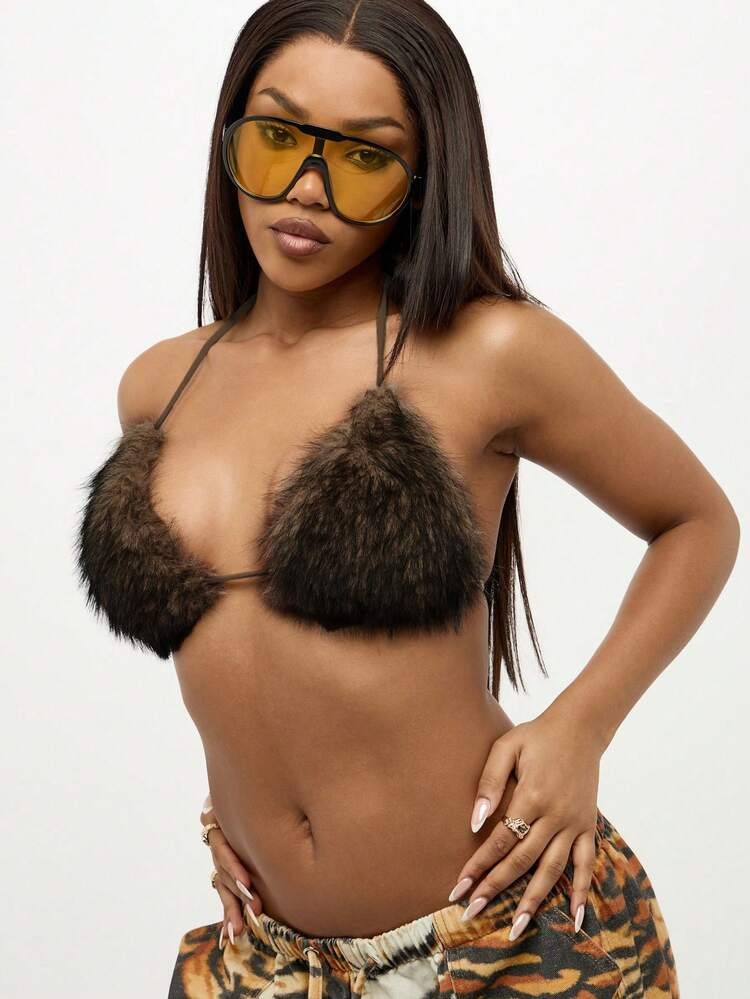 Brown faux fur  | SHEIN