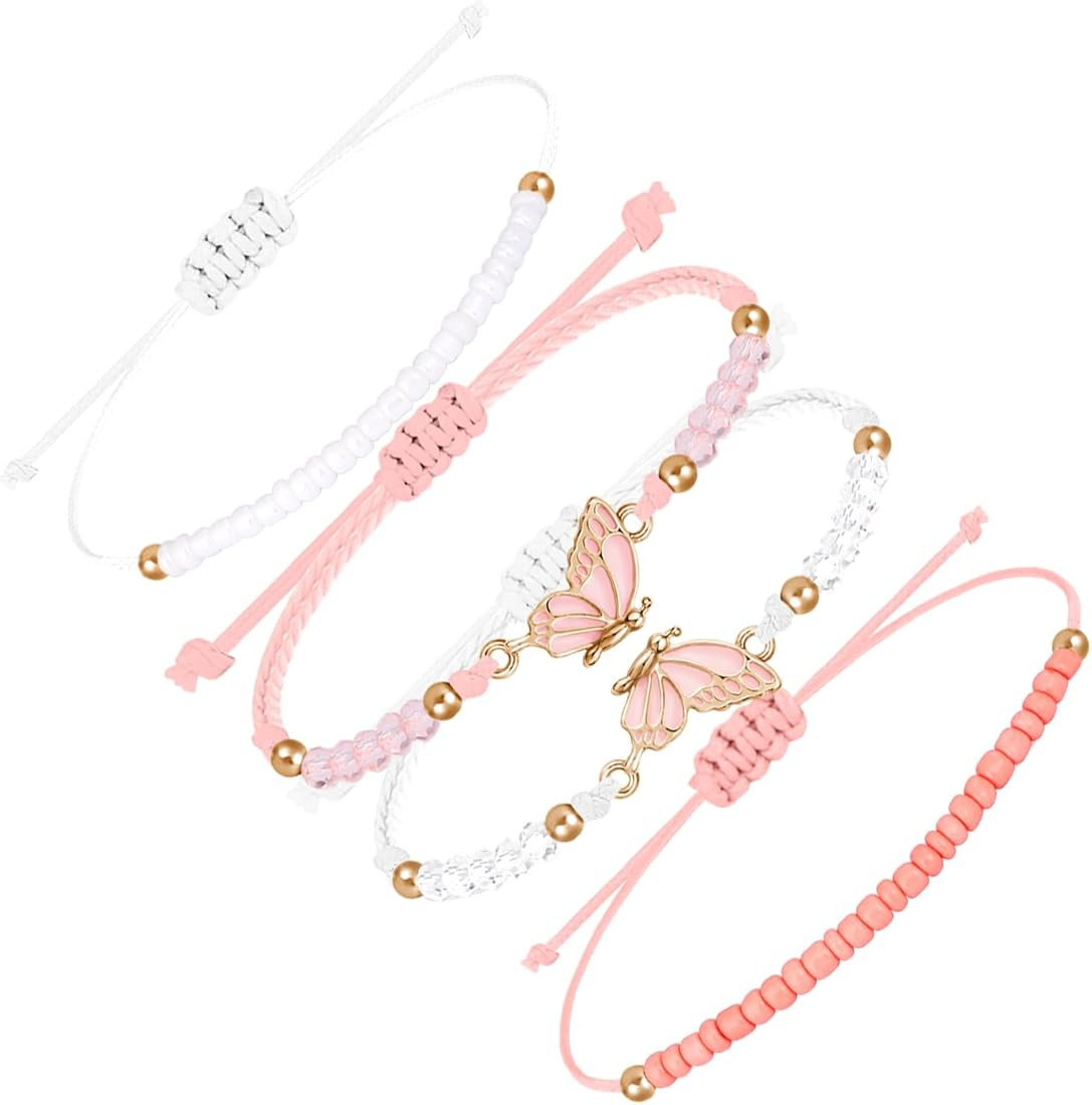 MJartoria BFF Bracelets for 2-Butterfly Matching Bracelets Adjustable Strand Best Friends Bracele... | Amazon (US)