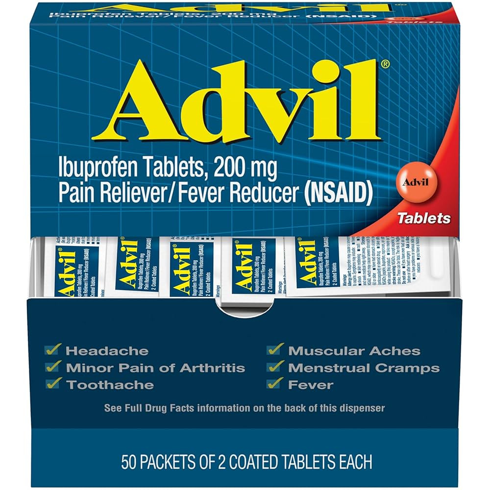Advil Pain Reliever and Fever Reducer, Pain Relief Medicine with Ibuprofen 200mg for Headache, Ba... | Amazon (US)