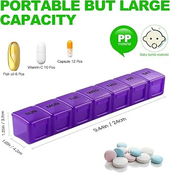 Pill Organizer XL Extra Large Weekly and Daily Pill Cases for Pills/Vitamin/Fish Oil/Supplements ... | Amazon (US)