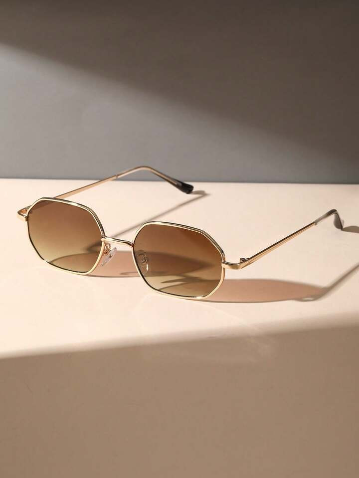 1pc Women Metal Geometric Tawny Personality Fashion Glasses For Outdoor Vacation Hiking Beach Str... | SHEIN