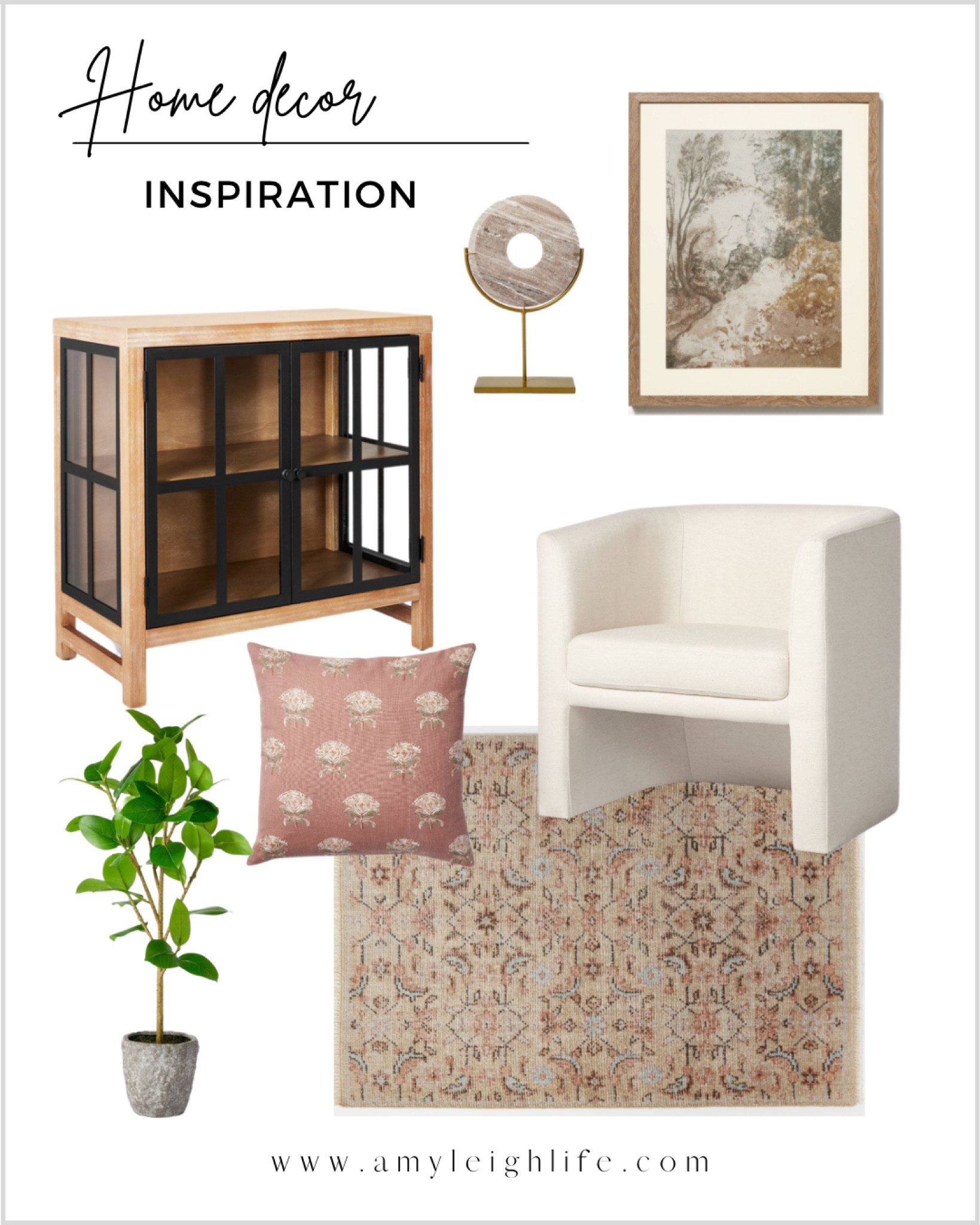 Home decor inspiration. 

Faux plant, faux tree, artificial tree, accent chair, barrel chair, target, studio McGee, Persian rug, area rug, shelf decor, framed wall art, wood and glass cabinet, throw pillow

#homedecor

#LTKunder50 #LTKunder100 #LTKhome