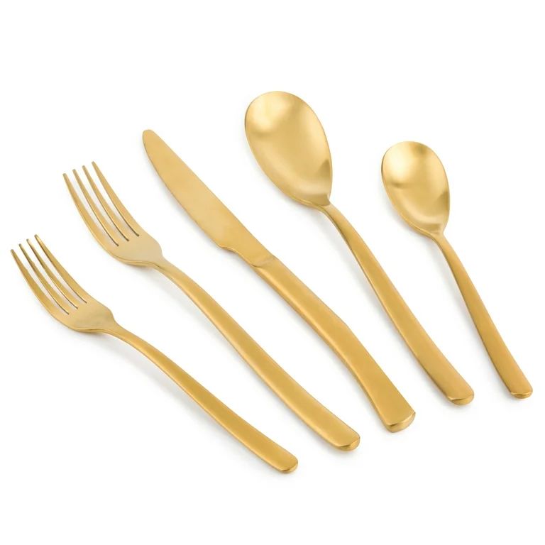 Thyme & Table 20-Piece Royal Stainless Steel Flatware Set, Gold | Walmart (US)