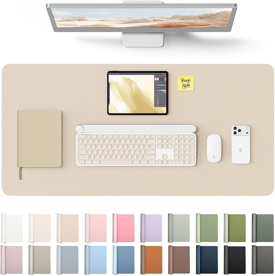 YSAGi Leather Desk Protector, Office Mat, Large Mouse Mat, Non-Slip PU Leather Blotter, Laptop De... | Amazon (US)