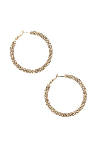 Ettika Crystal Hoop Earrings in Gold from Revolve.com | Revolve Clothing (Global)