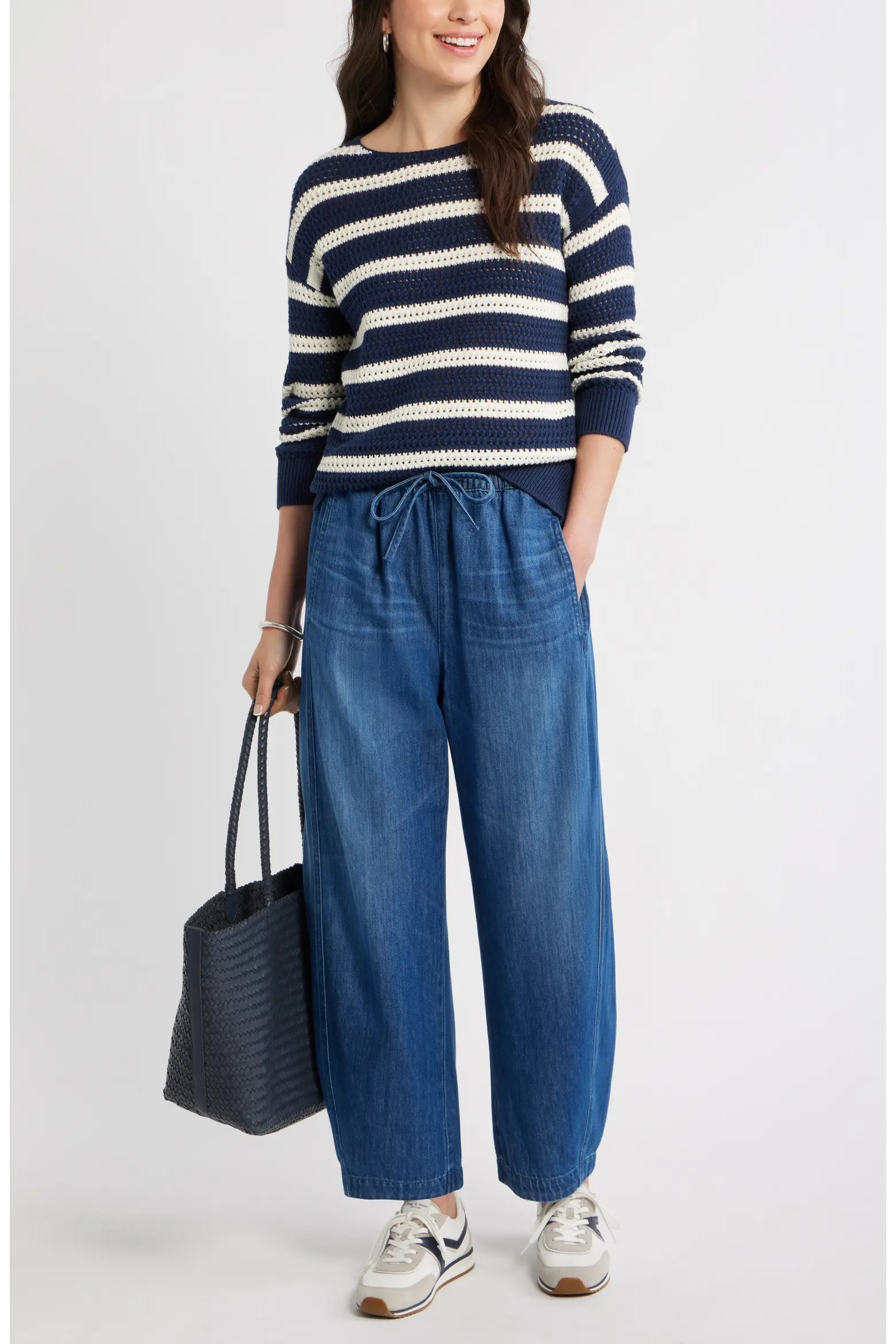 Pull-On Chambray Ankle Barrel Leg Pants (Women) | Nordstrom | Nordstrom