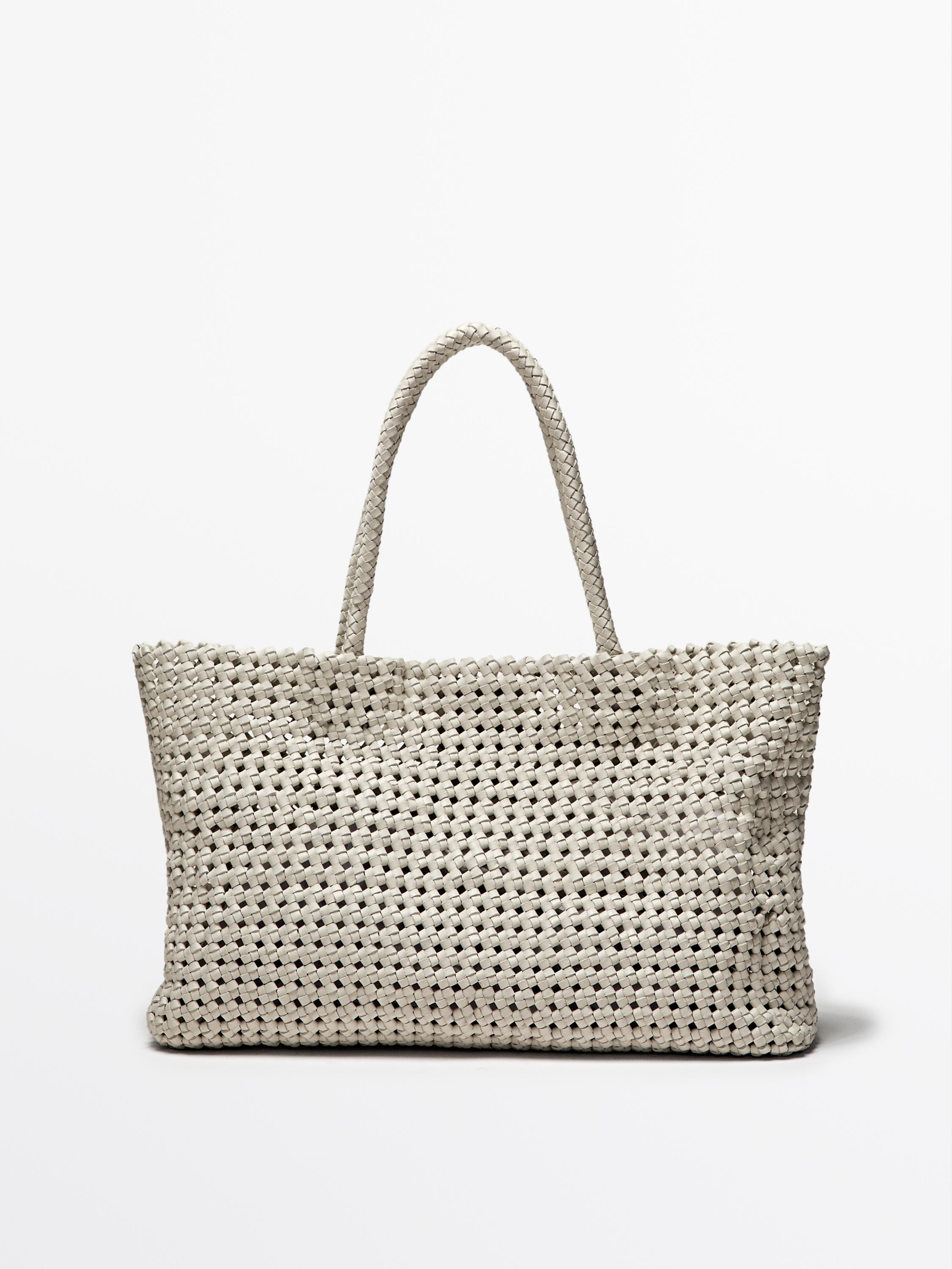 Braided nappa leather shopper bag | Massimo Dutti UK