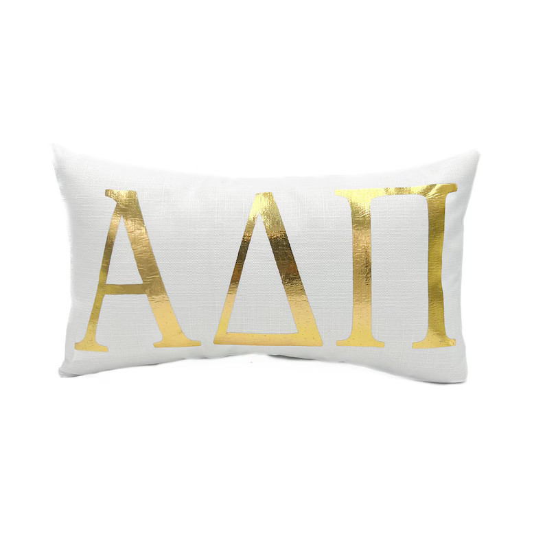 Gold Foil Alpha Delta Pi Lumbar Pillow Sorority Pillow Bid Day Gift Greek Pillow - Etsy | Etsy (US)