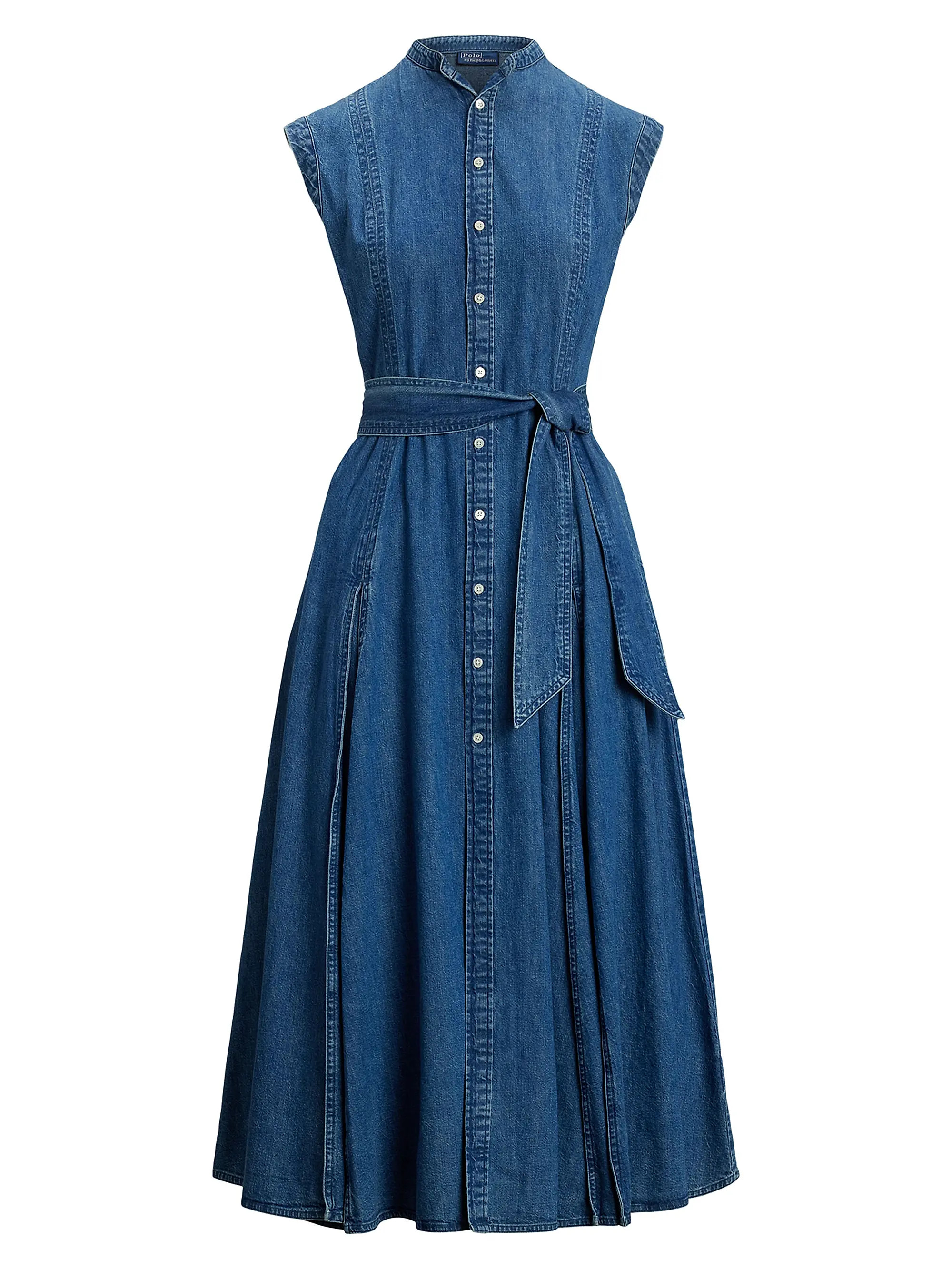 Belted Denim A-Line Dress | Saks Fifth Avenue