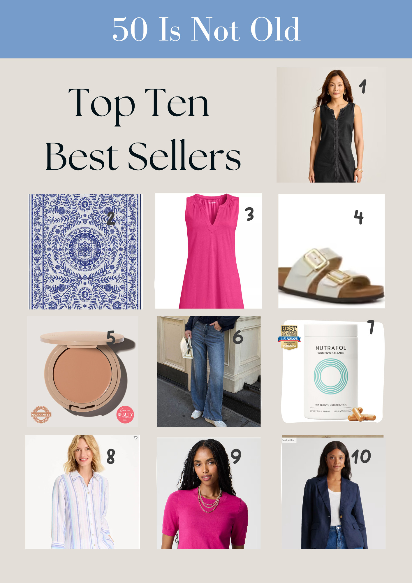 Top Ten Best Sellers for the Week from 50 Is Not Old 

 