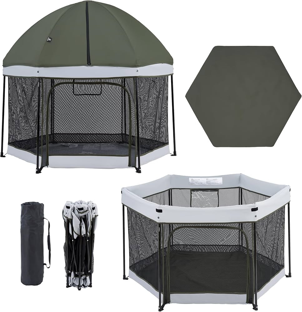Xped Babe Portable Playpen with Mattress 54" Outdoor and Indoor Baby Playard with Detachable Cano... | Amazon (US)