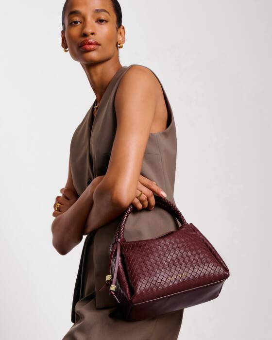 Nova Woven Texture Top Handle Bag in Cherry | Katie Loxton Ltd. (UK)