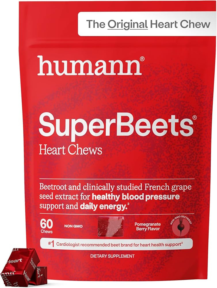 Humann SuperBeets Heart Chews, Nitric Oxide and Blood Pressure Support, Grape Seed Extract & Non-... | Amazon (US)