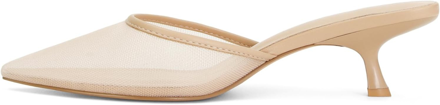 Mesh Kitten Heels Mules for Women Closed Pointed Toe Slip on Backless Stiletto Slingback Low Heel... | Amazon (US)