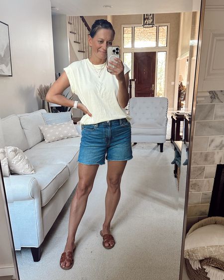 Casual summer outfit from Target! Tank runs true to size and I love this butter yellow color for summer! Jean shorts run true to size and I love the longer length on them.



#LTKFindsUnder50 #LTKOver40 #LTKStyleTip