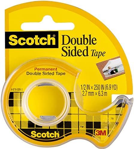 Scotch Double Sided Tape with Dispenser, Narrow Width, Engineered for Holding, 1/2 x 250 Inches (136 | Amazon (US)