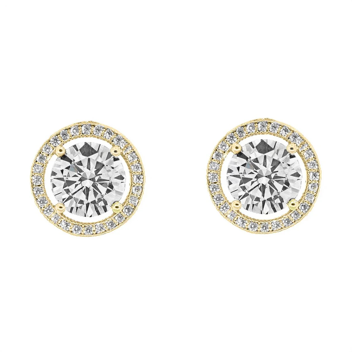 Cate & Chloe Ariel 18k Yellow Gold Plated Halo Stud Earrings | CZ Crystal Earrings for Women, Gif... | Walmart (US)