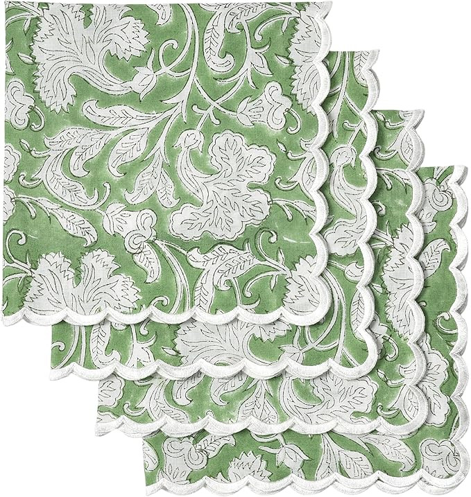 Ridhi Sage Green Cloth Napkins 100% Pure Cotton Farmhouse Wedding Dinner Napkins for Halloween, T... | Amazon (US)