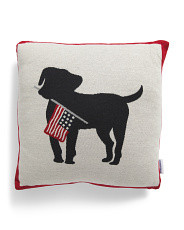18x18 Dog With Flag Decorative Pillow | Marshalls