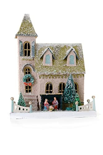 Cody Foster & Co Peachy Pink Christmas Village Church with Nativity Building | Amazon (US)