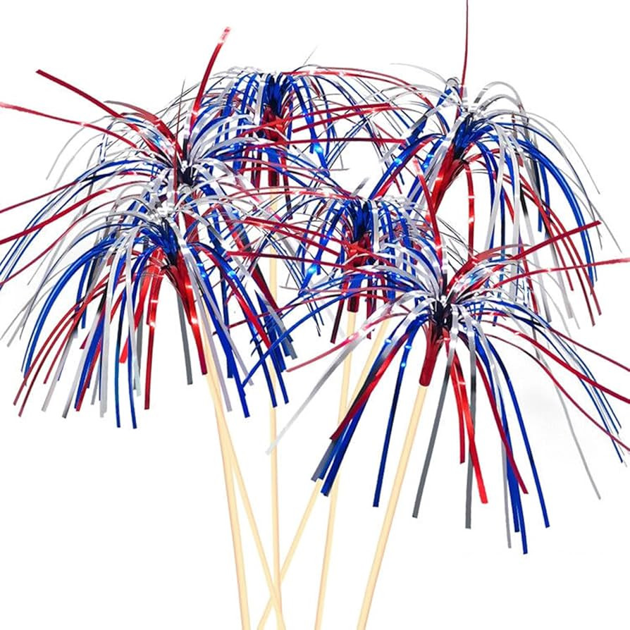 100 Counts 6 Inch Firework Cocktail Picks Red White Blue Firework Party Picks Toothpicks Cupcake ... | Amazon (US)