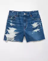 AE Strigid Curvy Ripped Denim Mom Short | American Eagle Outfitters (US & CA)