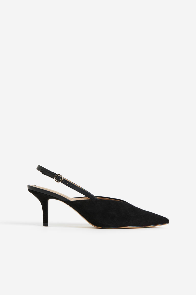 H & M - Suede Slingback Pumps - Black | H&M (US + CA)