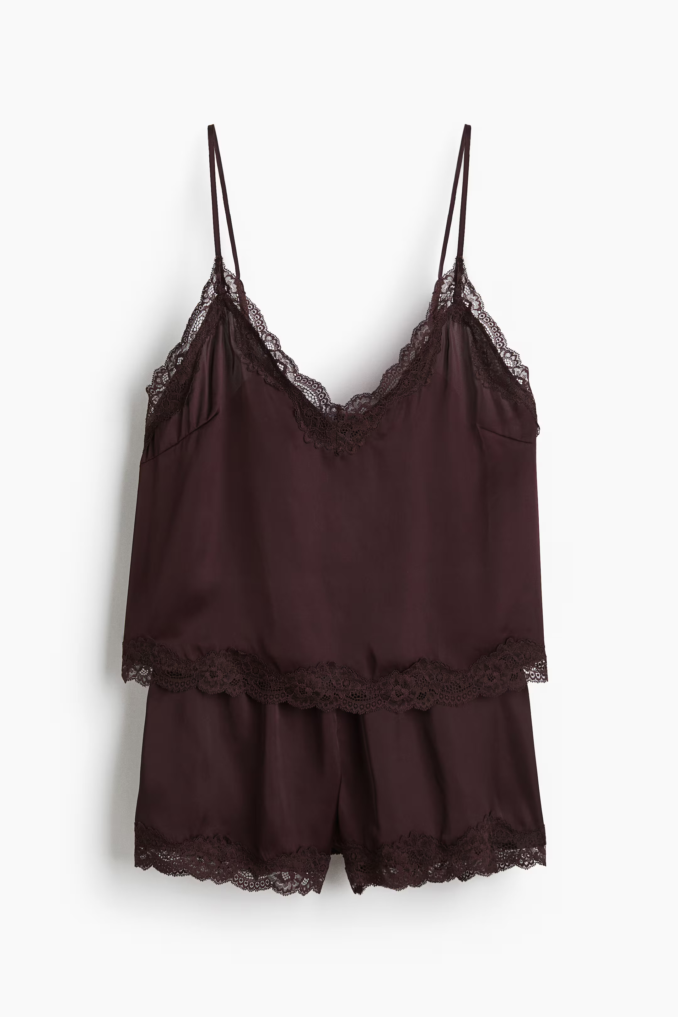 Pyjama en satin avec dentelle | H&M (FR, IT, ES, PT, BE)