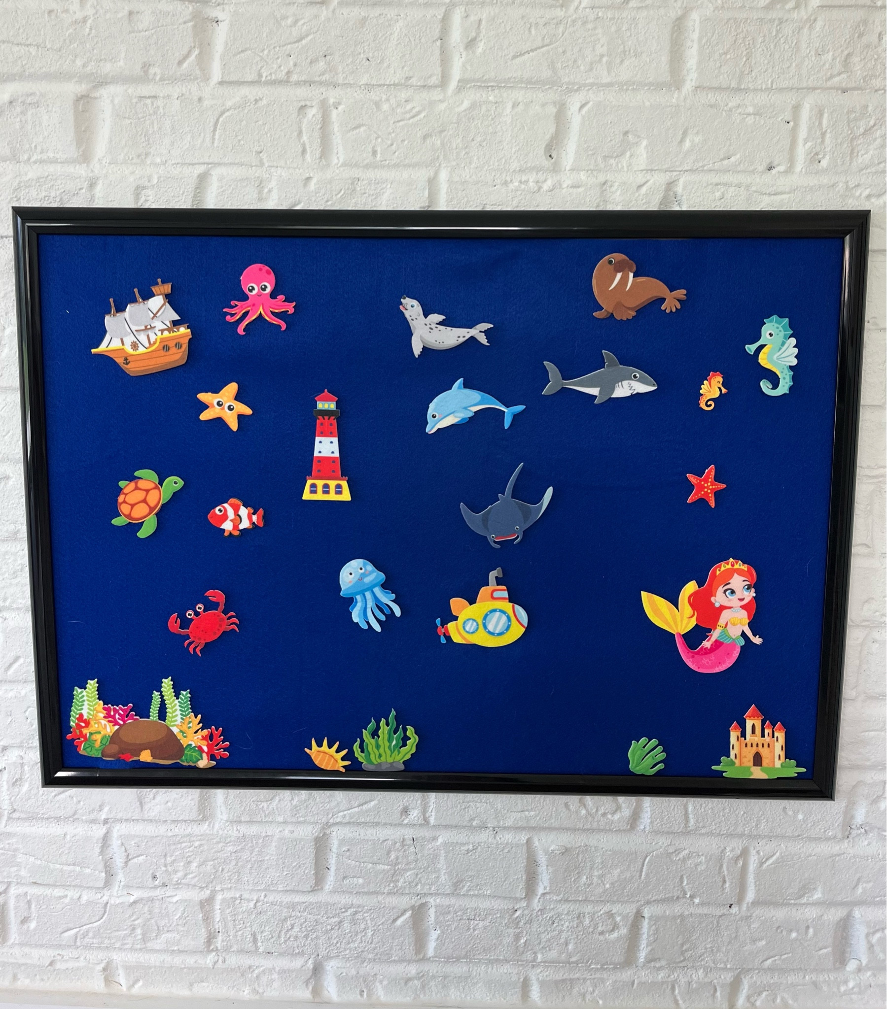 Make sure to leave an extra 1-2 inches of fabric on all 4 sides for it to stay better! The fabric is used was 36x36 -more than what I needed (that’s the smallest felt roll size available). If you get a bigger picture frame than what I have just make sure you have enough felt. I linked 2 walmart frames. I have the 20x28!

#LTKKids #LTKFamily